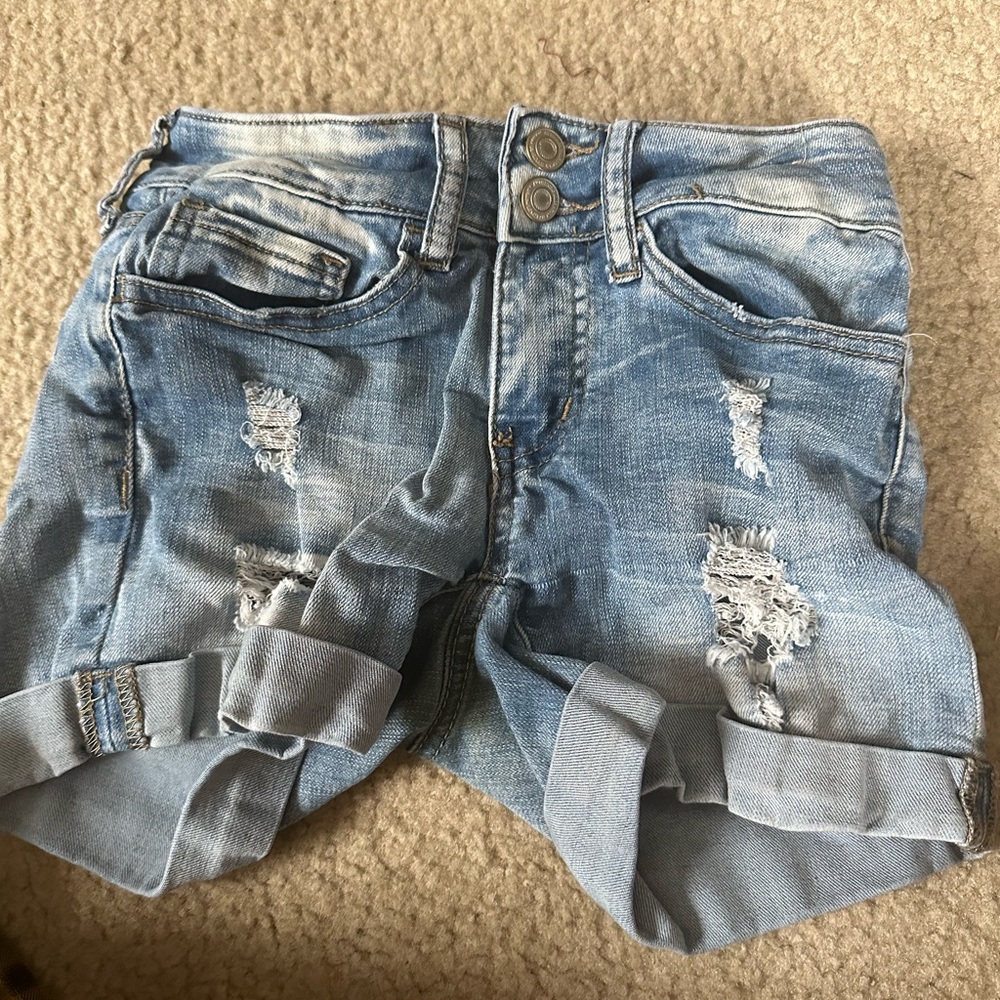 Medium wash jean shorts
